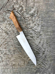 8.5" Carbon Chef's Knife with White Oak and Bronze