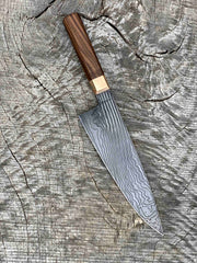 9" Carbon Damascus Chef's Knife with Turkish Walnut and Mokume