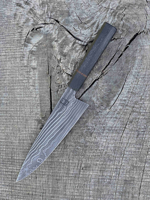 9" Carbon Damascus Western Chef with Ancient Bog Oak and Micarta