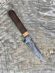 Apprentice Series: 4" Carbon Damascus Paring Knife with Walnut, Micarta and G10