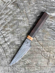 Apprentice Series: 4" Carbon Damascus Paring Knife with Walnut, Micarta and G10