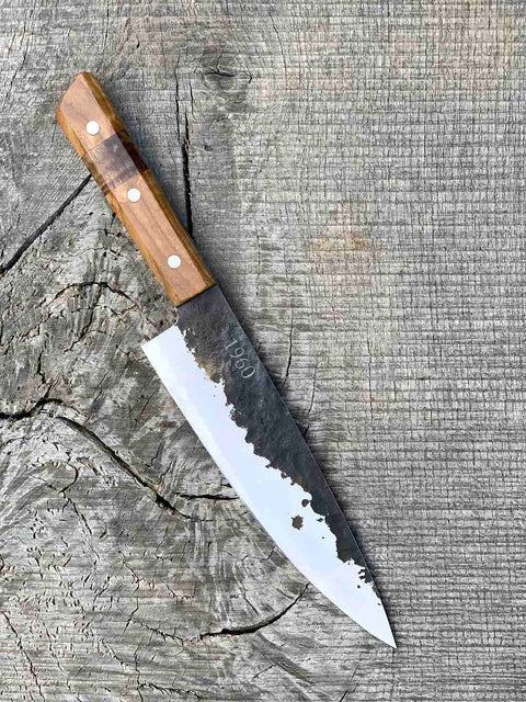 7.5" Forged AEB-L Chef's Knife with Walnut and Black Ash