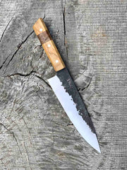 7.5" Forged AEB-L Chef's Knife with Walnut and Black Ash