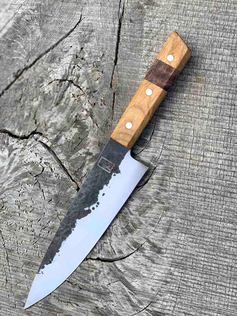 7.5" Forged AEB-L Chef's Knife with Walnut and Black Ash