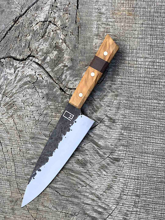7.5" Forged AEB-L Chef's Knife with Walnut and Black Ash