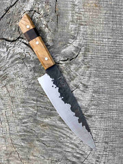 7.5" Forged AEB-L Chef's Knife with Walnut and Black Ash