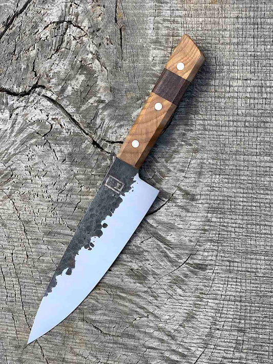 7.5" Forged AEB-L Chef's Knife with Walnut and Black Ash