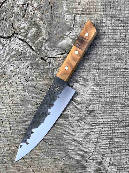 7.5" Forged AEB-L Chef's Knife with Walnut and Black Ash