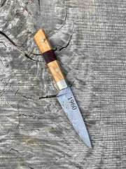 3.5" Stainless Damascus Paring Knife with Walnut and Black Ash