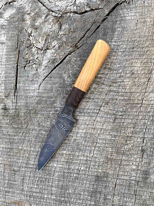 4" Carbon Damascus Paring Knife with Locust and Wenge