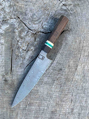 200mm/8" Stainless Damascus Chef with Wa Handle of Wenge and Walnut