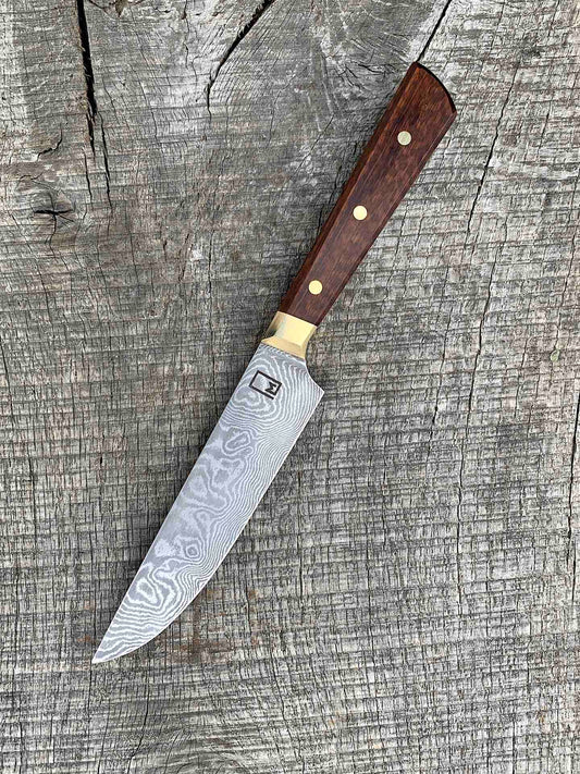 5" Stainless Damascus Charcuterie Knife and Board Set