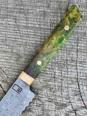 10" Stainless Damascus Bread Knife with Maple Burl and Mokume