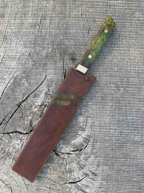 10" Stainless Damascus Bread Knife with Maple Burl and Mokume
