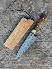 7.5"/191mm Damascus Chef's Knife with Buckeye Burl, Mokume and Copper