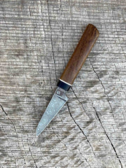 3" Carbon Damascus Paring Knife with Teak and Micarta