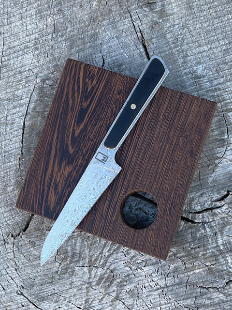 4.5" Damasteel Utility & Charcuterie board with Black & White  G10