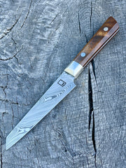 4.5" Damasteel Twist Pattern Utility with Koa & Wenge Charcuterie board