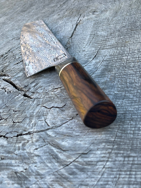 8.75"/220mm Damascus Kiritsuke Chef Knife with Dyed Maple and Cocobola