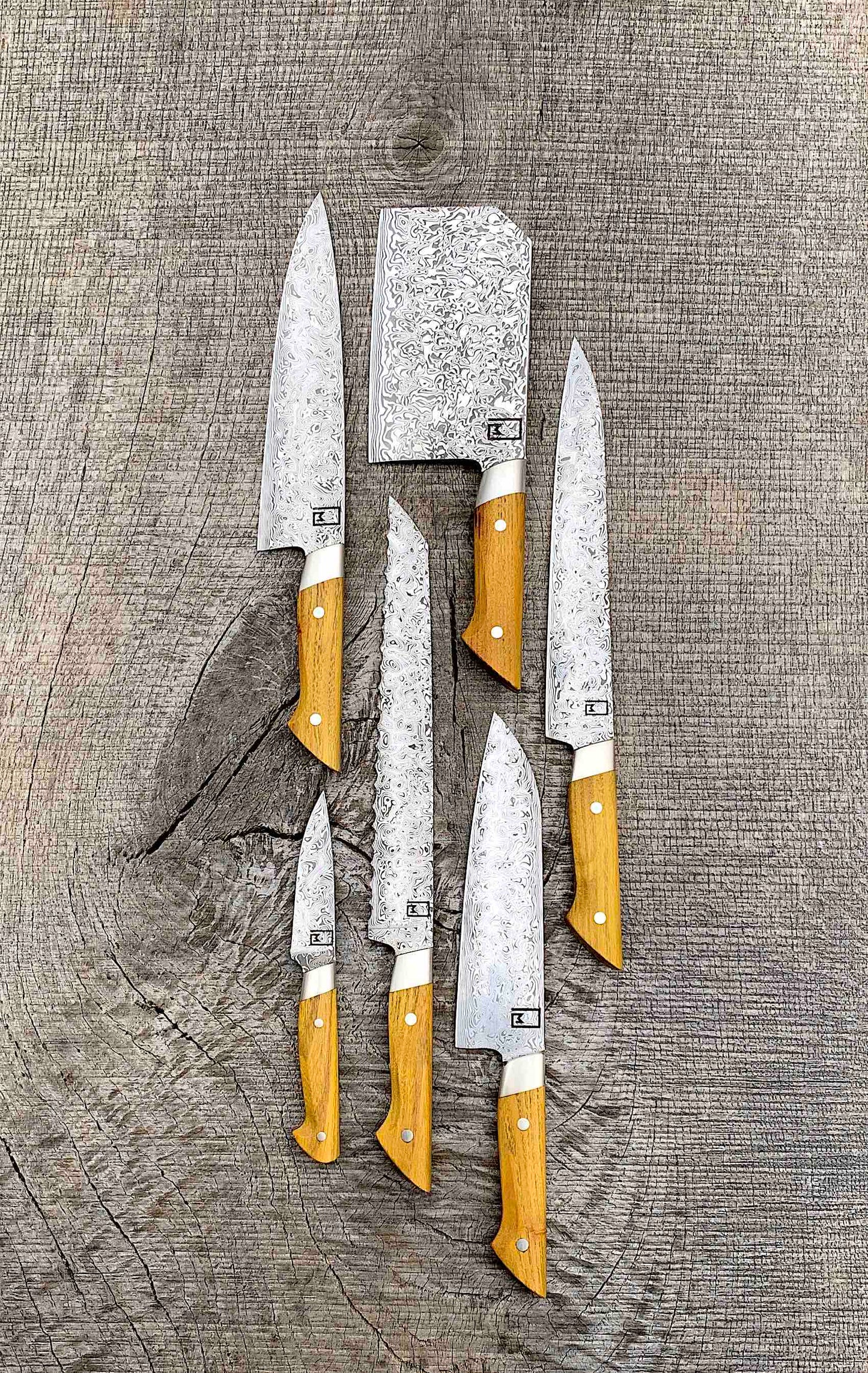 6-Piece Damasteel Knife Set with Osage Orange
