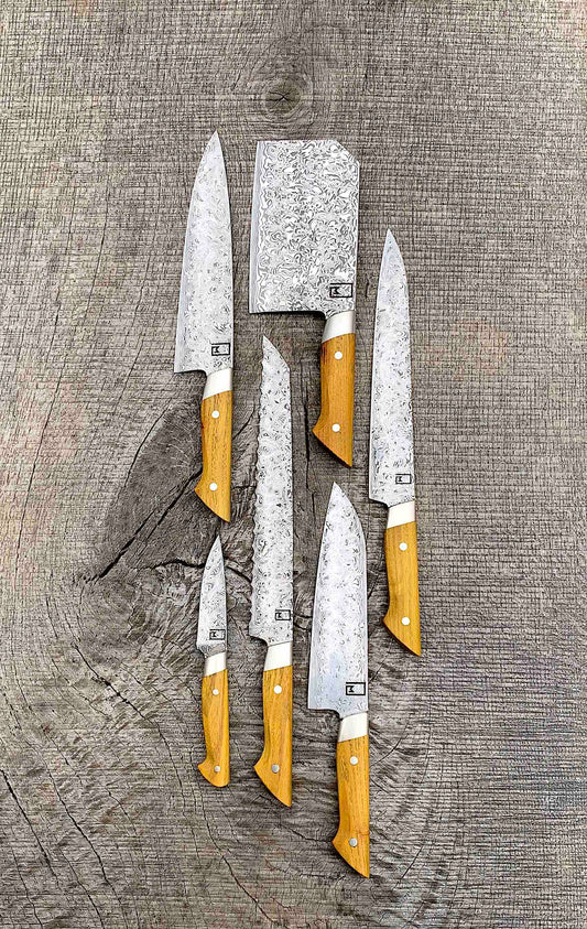 6-Piece Damasteel Knife Set with Osage Orange