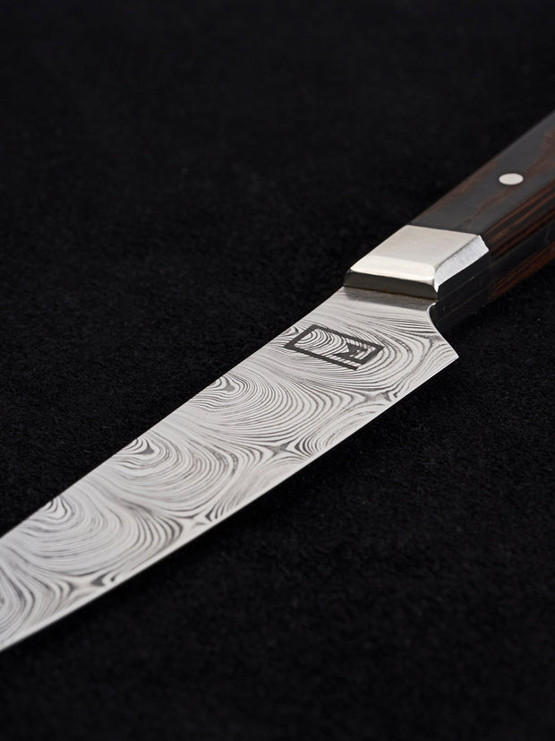 Damascus Steak Knife Set of 8 in Heirloom Walnut Box